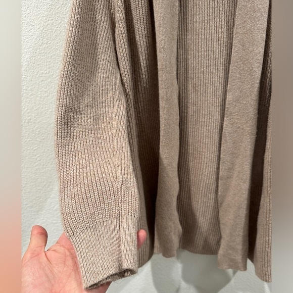 LOFT Cream Wool Blend Knit Open Front Longline Cardigan Sweater Size Medium - Picture 3 of 14